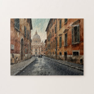 Rome Italiaanse Reis Waterverf in Vintage Stijl Legpuzzel