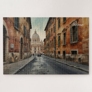 Rome Italiaanse Reis Waterverf in Vintage Stijl Legpuzzel