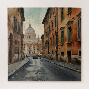 Rome Italiaanse Reis Waterverf in Vintage Stijl Legpuzzel