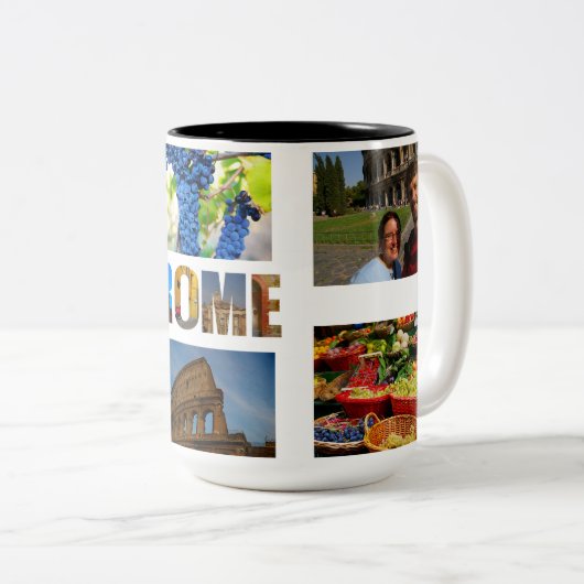 Rome Italië 6 Foto's Vacation Collage Tweekleurige Koffiemok (Voorkant rechts)