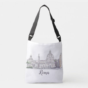 Rome Italië Ancient Architecture Pen and Ink Sketc Crossbody Tas