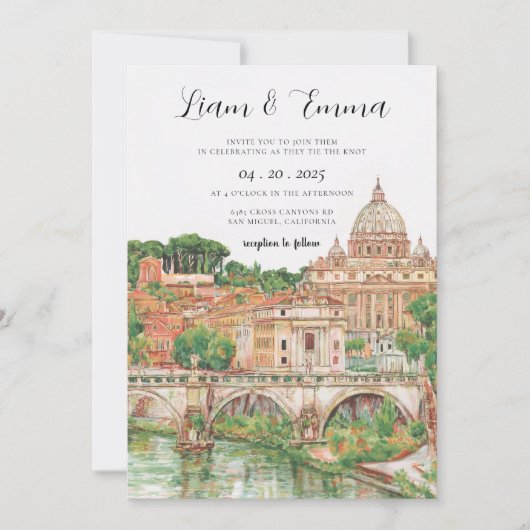 Rome Italië Aquarel Bruiloft Kaart (Voorkant)