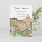 Rome Italië Aquarel Bruiloft Kaart (Staand voorkant)