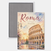 Rome Italië Aquarel Magneet (Voorkant / Achterkant)