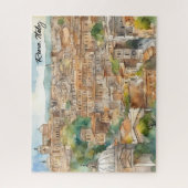 Rome Italië Aquarel Schilderij Panorama Uitzicht Legpuzzel (Verticaal)