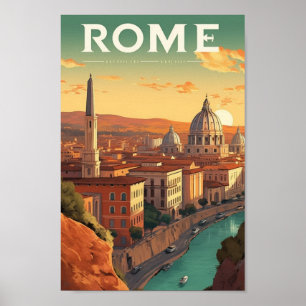 Rome Italië Beroemde Vintage Reisplaats Poster