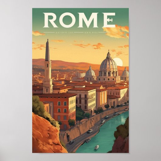 Rome Italië Beroemde Vintage Reisplaats Poster (Voorkant)