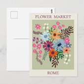  Rome Italië Bloemenmarkt Reizen Briefkaart (Voorkant / Achterkant)
