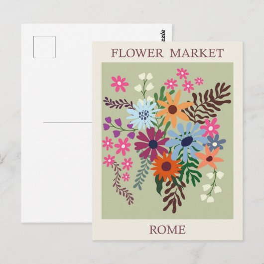  Rome Italië Bloemenmarkt Reizen Briefkaart (Voorkant / Achterkant)