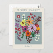  Rome Italië Bloemenmarkt Reizen Briefkaart (Voorkant / Achterkant)