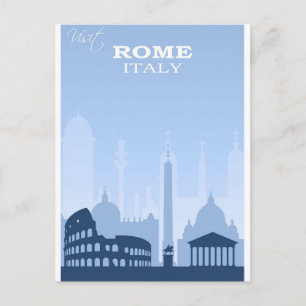 Rome Italië Blue Vintage Travel Poster Briefkaart