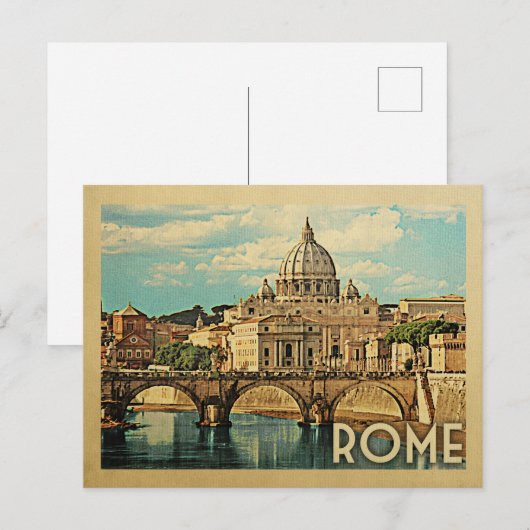 Rome Italië Briefkaart Vintage Travel (Voorkant / Achterkant)