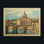 Rome Italië Briefkaart Vintage Travel<br><div class="desc">Het Italiaanse Rome-model in Vintage Travel,  met de Sint-Peter Basilica-stijl.</div>