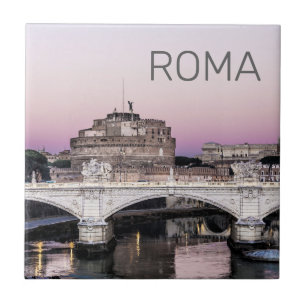 Rome Italië Castel Sant'Angelo Brug Zonsondergang Tegeltje