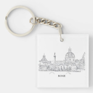 Rome Italië City Architecture Pen and Ink Drawing Sleutelhanger
