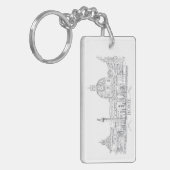 Rome Italië City Scene met Dome en Obelisk Sketch Sleutelhanger (Voorkant Links)