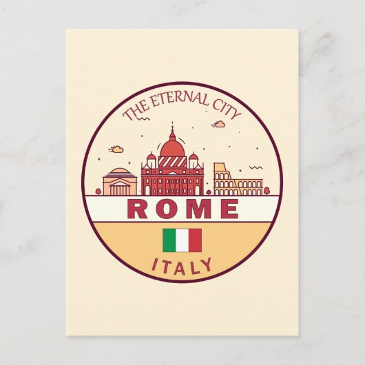 Rome Italië City Skyline Emblem Briefkaart (Voorkant)