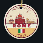 Rome Italië City Skyline Emblem Keramisch Ornament<br><div class="desc">Het minimalistische,  kleurrijke kunstontwerp van Rome met monumenten en landmerken van de stad in Italië.</div>