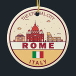 Rome Italië City Skyline Emblem Keramisch Ornament<br><div class="desc">Het minimalistische,  kleurrijke kunstontwerp van Rome met monumenten en landmerken van de stad in Italië.</div>