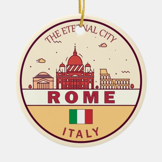 Rome Italië City Skyline Emblem Keramisch Ornament (Voorkant)