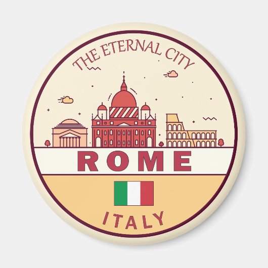 Rome Italië City Skyline Emblem Magneet (Voorkant)