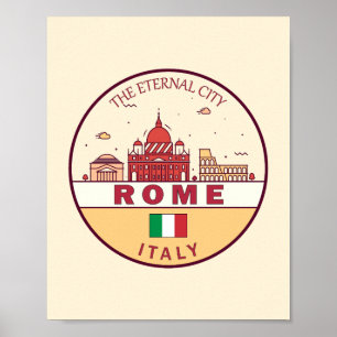 Rome Italië City Skyline Emblem Poster
