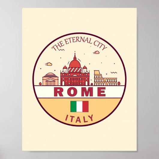 Rome Italië City Skyline Emblem Poster (Voorkant)