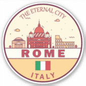 Rome Italië City Skyline Emblem Sticker (Voorkant)