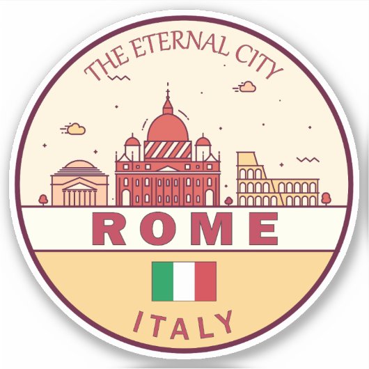 Rome Italië City Skyline Emblem Sticker (Voorkant)