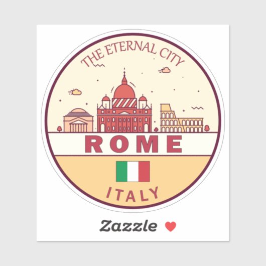 Rome Italië City Skyline Emblem Sticker (Vel)