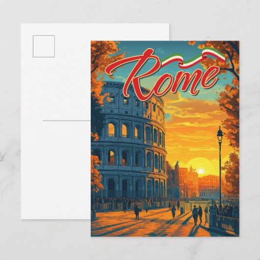 Rome, Italië: Colosseum Adventure Travel Briefkaart (Voorkant / Achterkant)