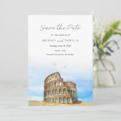 Rome Italië Colosseum Destination Wedding Save The Date (Staand voorkant)