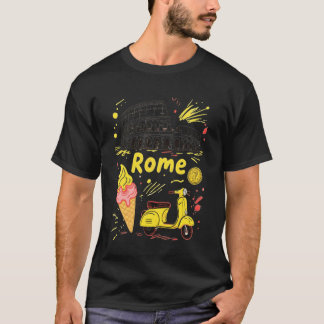 Rome Italië Colosseum Ijs Scooter Kunst Kinderen T-shirt
