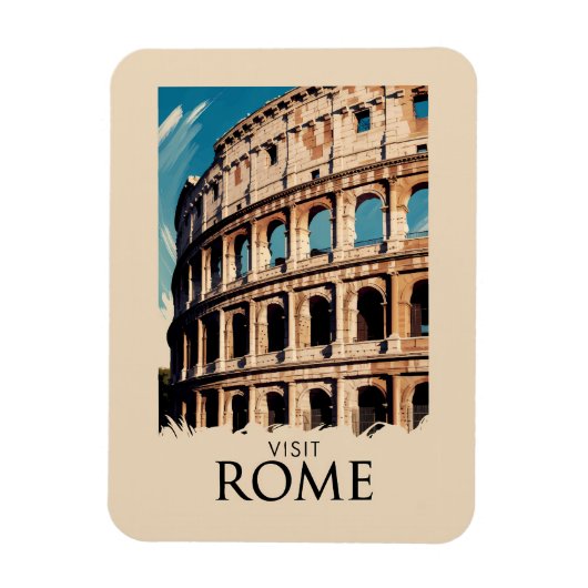 Rome Italië Colosseum Illustratie Reiskunst Magneet (Verticaal)