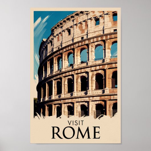 Rome Italië Colosseum Illustratie Reiskunst Poster (Voorkant)
