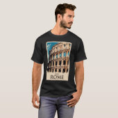 Rome Italië Colosseum Illustratie Reiskunst T-shirt (Voorkant volledig)