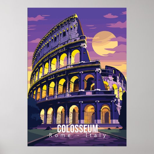 Rome - Italië, Colosseum, poster voor reiskunst (Voorkant)