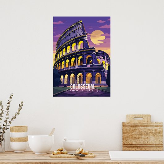 Rome - Italië, Colosseum, poster voor reiskunst (Keuken)