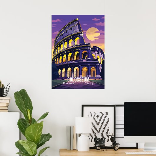 Rome - Italië, Colosseum, poster voor reiskunst (Thuiskantoor)