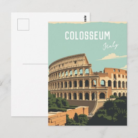 Rome Italië Colosseum Reiskunst Briefkaart (Voorkant / Achterkant)