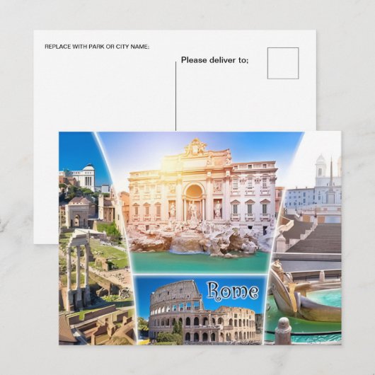 Rome Italië Colosseum Reizen Kunst  stad Briefkaart (Voorkant / Achterkant)