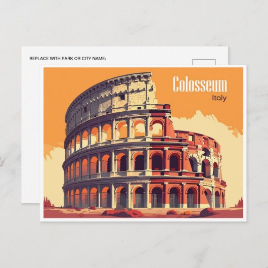 Rome Italië Colosseum Reizen Kunst  stad Briefkaart (Voorkant / Achterkant)