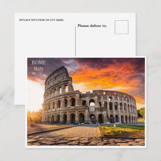Rome Italië Colosseum Reizen Kunst  stad Briefkaart (Voorkant / Achterkant)