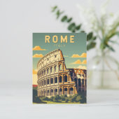 Rome Italië Colosseum Reizen Kunst Vintage Briefkaart (Staand voorkant)