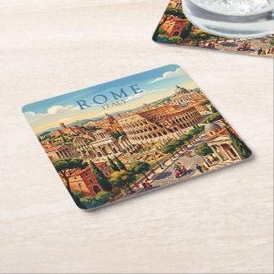 Rome Italië Colosseum Reizen Kunst Vintage Kartonnen Onderzetters