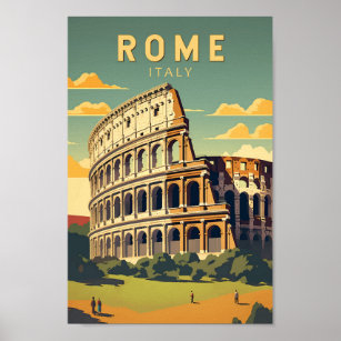 Rome Italië Colosseum Reizen Kunst Vintage Poster