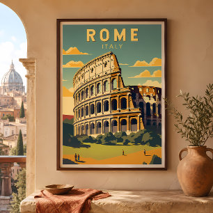 Rome Italië Colosseum Reizen Kunst Vintage Poster