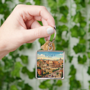 Rome Italië Colosseum Reizen Kunst Vintage Sleutelhanger