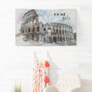 Rome Italië Colosseum Reizen Kunst Vintage Spandoek