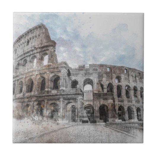 Rome Italië Colosseum Reizen Kunst Vintage Tegeltje (Voorkant)